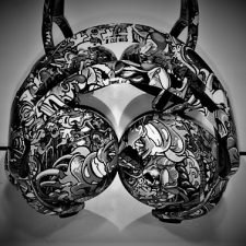 Hydrographics Headphones Black and White