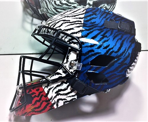 Hydrographics Red White Black Blue Helmet Side